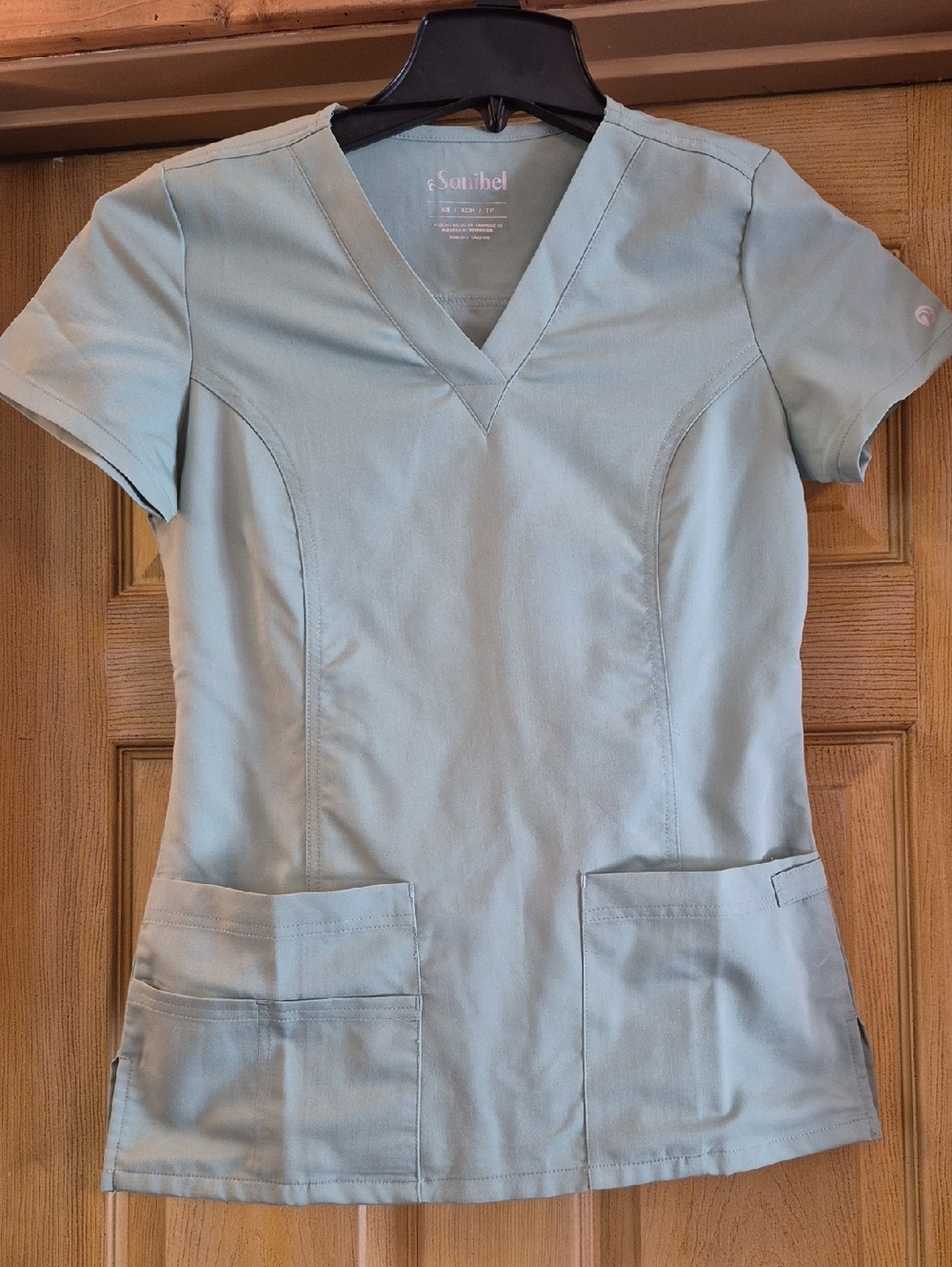 Sanibel Short Sleeve Medical Dental Scrub Shirt Size Xs Extra Small Pockets